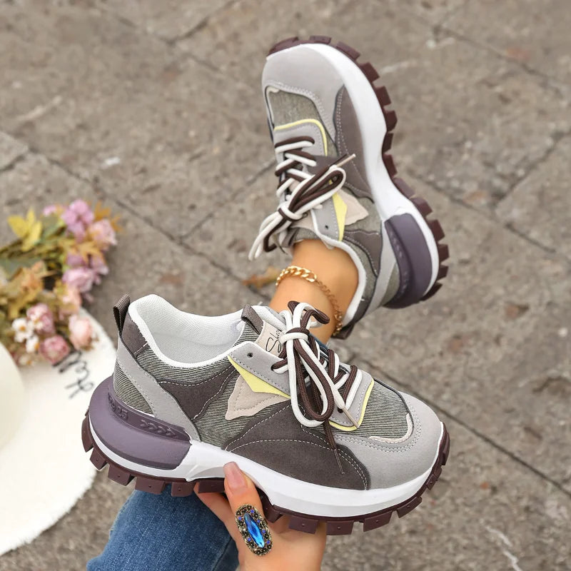 UXST Women's Platform Sneakers – Non-Slip Lace-Up Casual Shoes