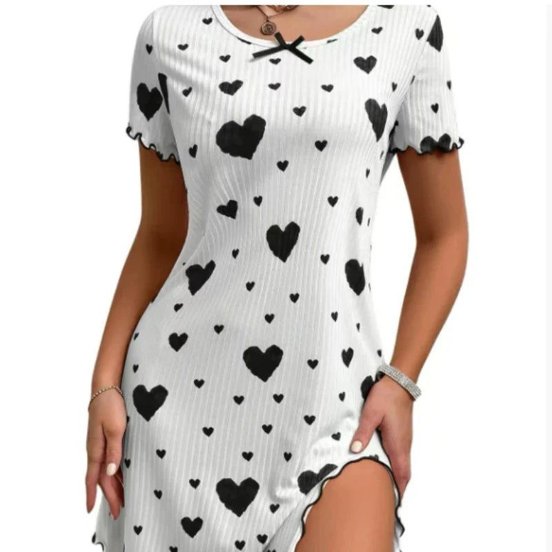 Women's Printed Nightgown Dress – Soft Knit Summer Sleepwear