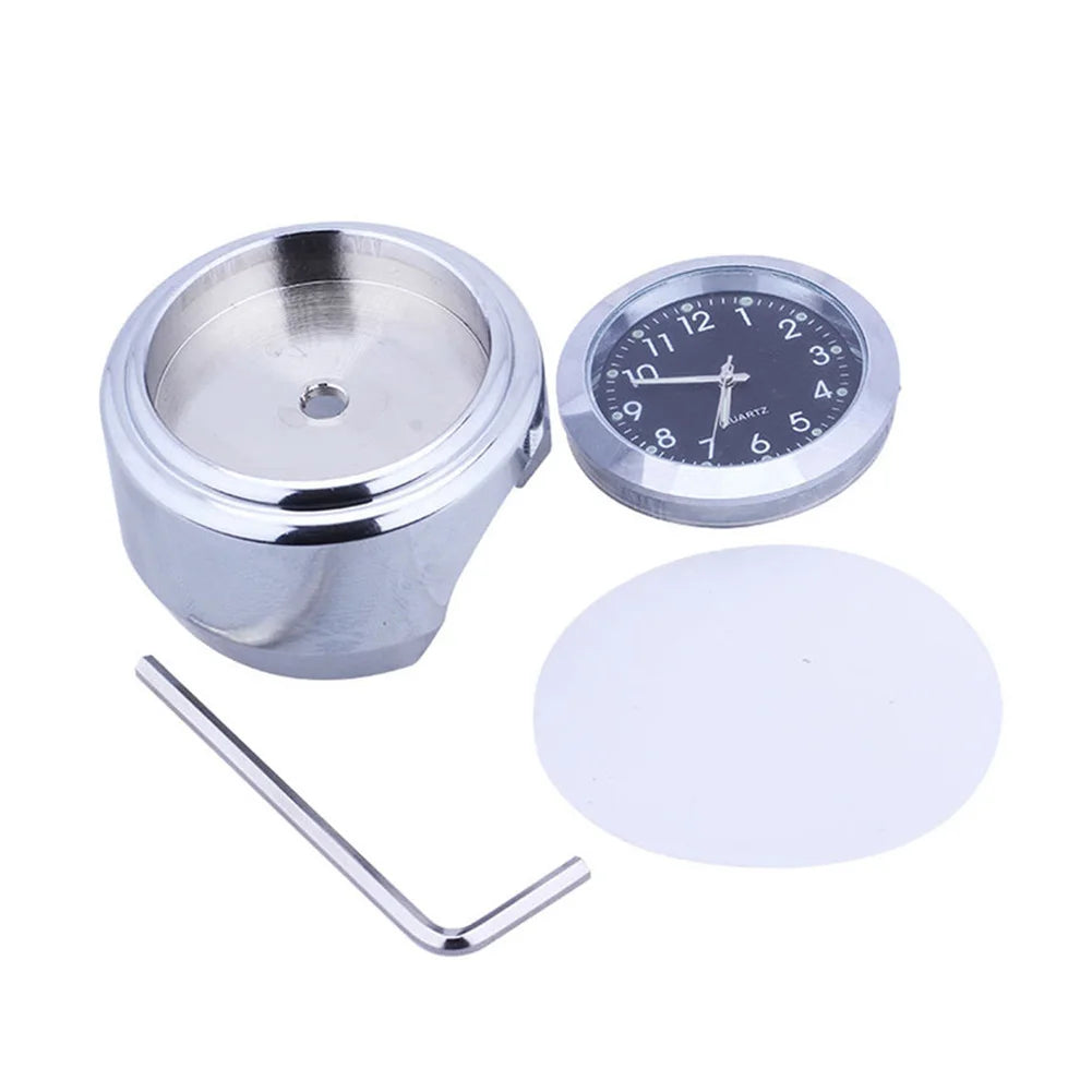 Motorcycle Handlebar Clock 7/8" & 1" Chrome Waterproof Glow Dial