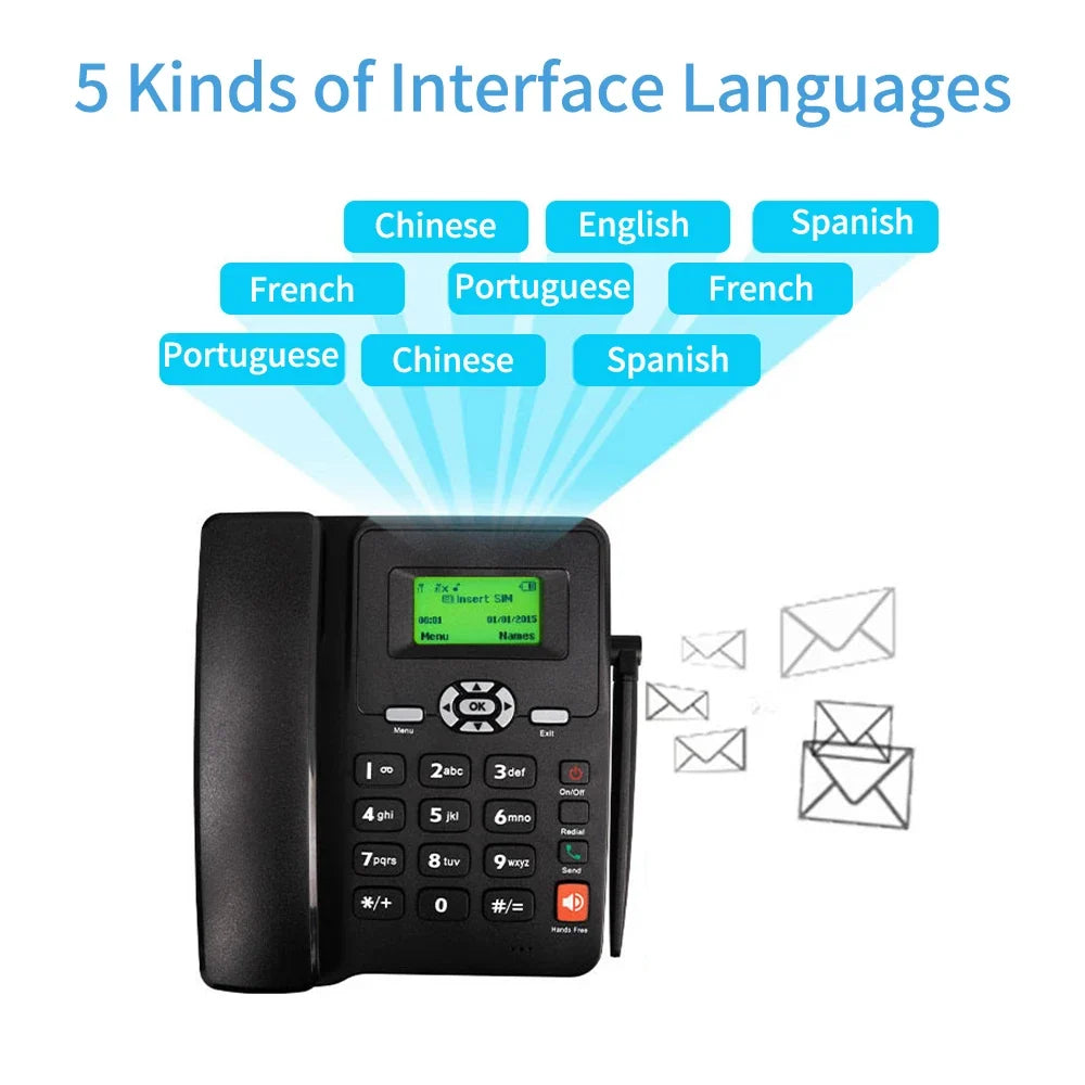 2G Fixed Wireless Desktop Phone | Dual SIM, Radio & Alarm Clock
