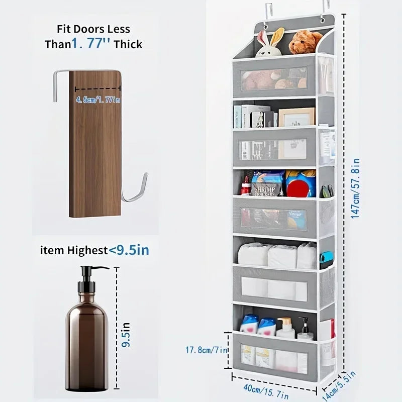 5-Shelf Hanging Storage Organizer Behind Door Anti-tilt 5 Large