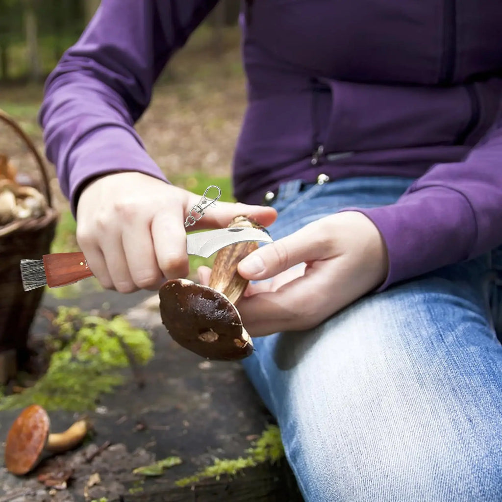 Mini Mushroom Foraging Knife – Rosewood Handle & Brush