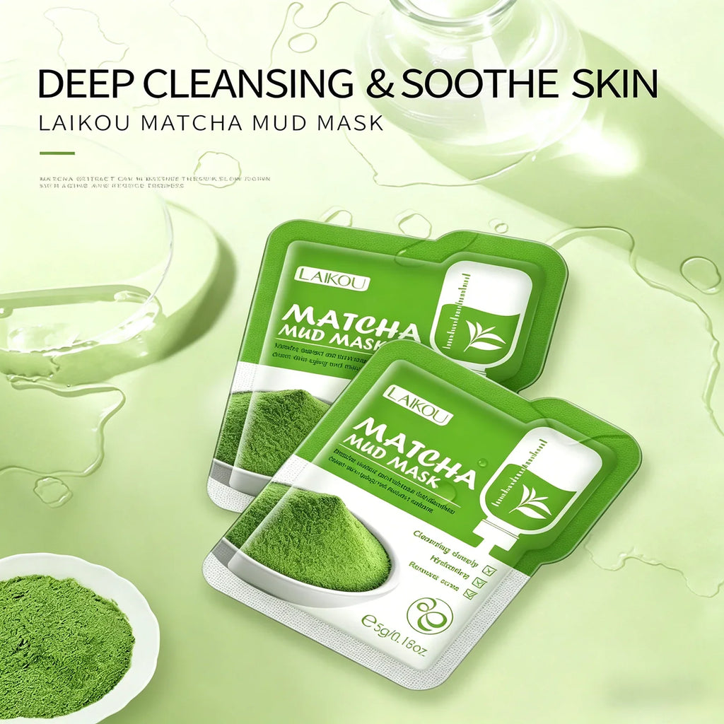 LAIKOU 5-Pack Mud Mask Set – Tea Tree, Matcha & Sakura