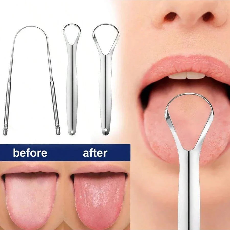 Stainless Steel Tongue Scraper for Adults – 3 Pack