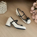 Women's Mary Jane Block Heel Pumps – Buckle Butterfly-Knot