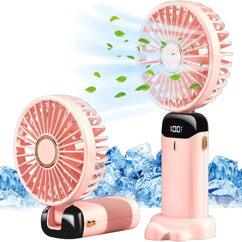 N15 Foldable USB Rechargeable Mini Fan with LED Display & Base