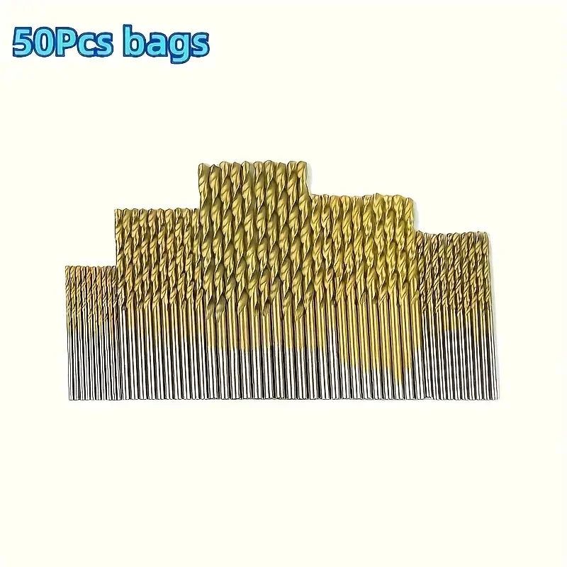 50/99pc Titanium HSS Twist Drill Bit Set 1–3mm | Wood & Metal