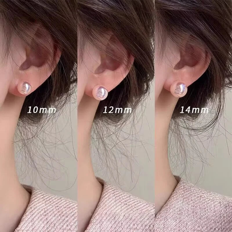 Pink Imitation Pearl Stud Earrings – Elegant Women's Jewelry