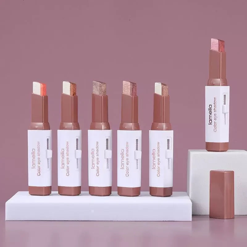 Dual-Color Shimmer Eyeshadow Stick – Waterproof Cream Pencil
