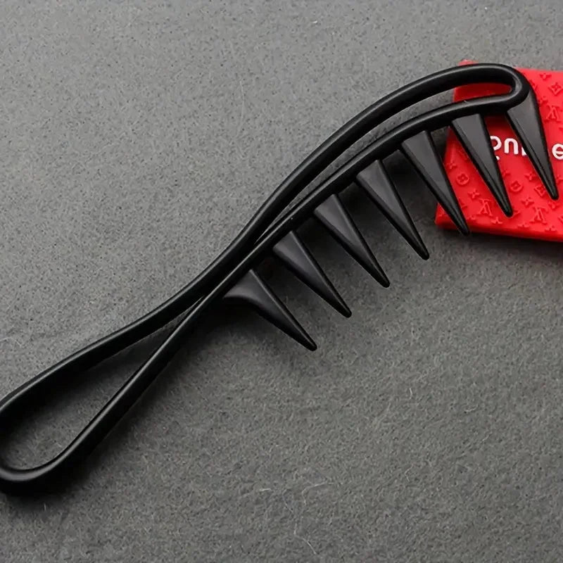 Wide-Tooth Scalp Massage Comb – Men's Black Plastic Hair Comb