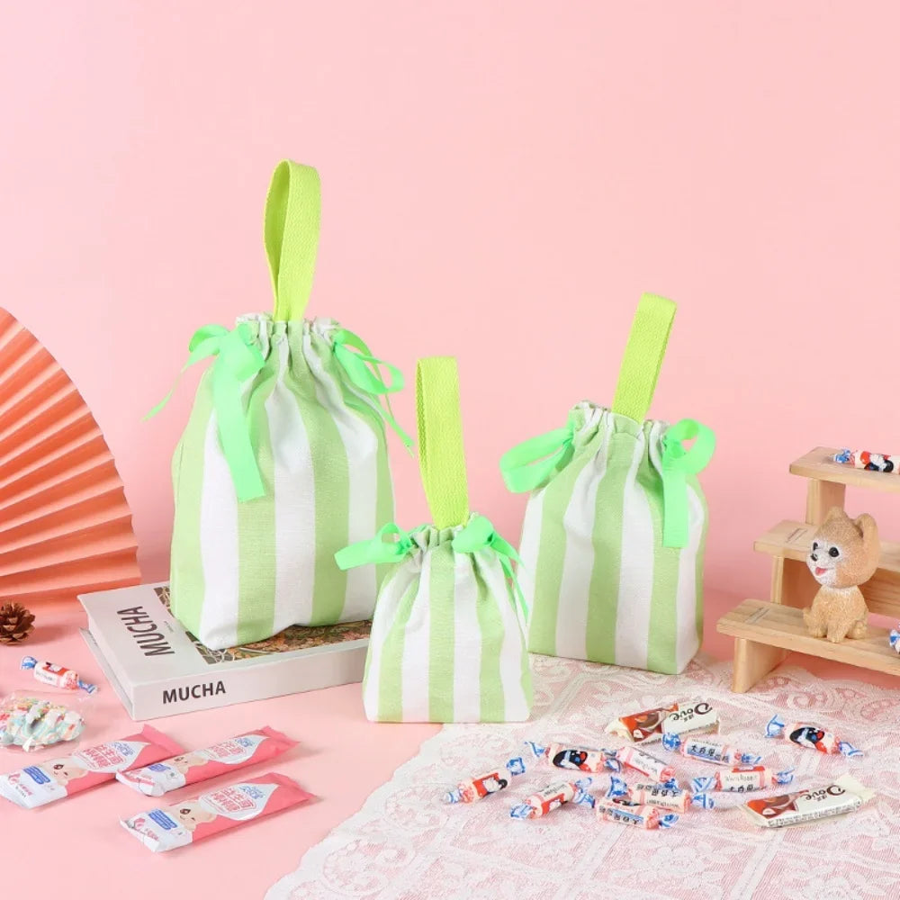 Colorful Striped Canvas Bag Large Capacity Handbag Children's
