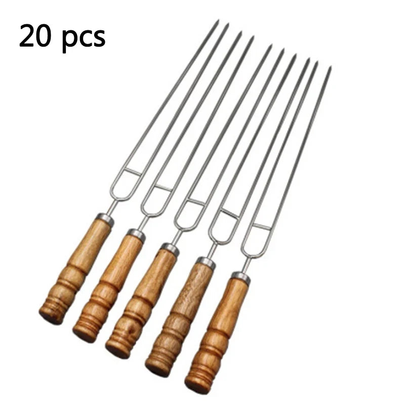 Double Prong BBQ Skewers – U-Shaped Stainless Steel Grilling Forks