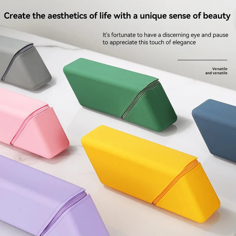 Silicone Pen Holder Foldable Students Pencil Case Large Capacity