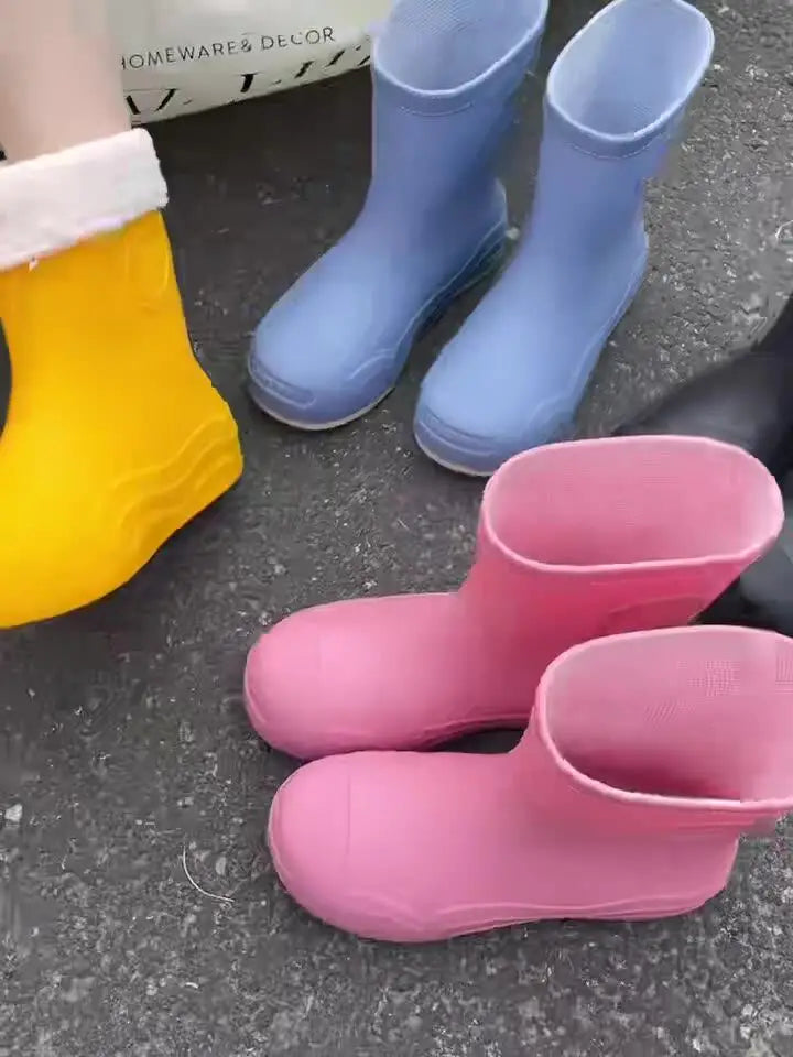 Lorilury Women's Waterproof EVA Ankle Rain Boots Slip-On