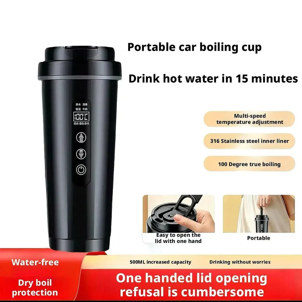 Car Electric Kettle 12V/24V | 500ml Travel Heating Mug