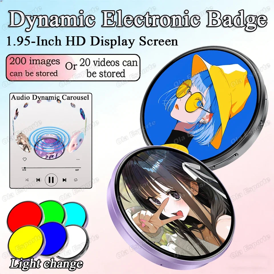 M3 Anime Smart Electronic Badge – 1.95" Touch Screen Bluetooth