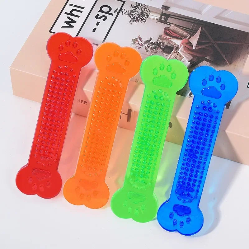 Indestructible Rubber Bone Chew Toy & Toothbrush for Dogs