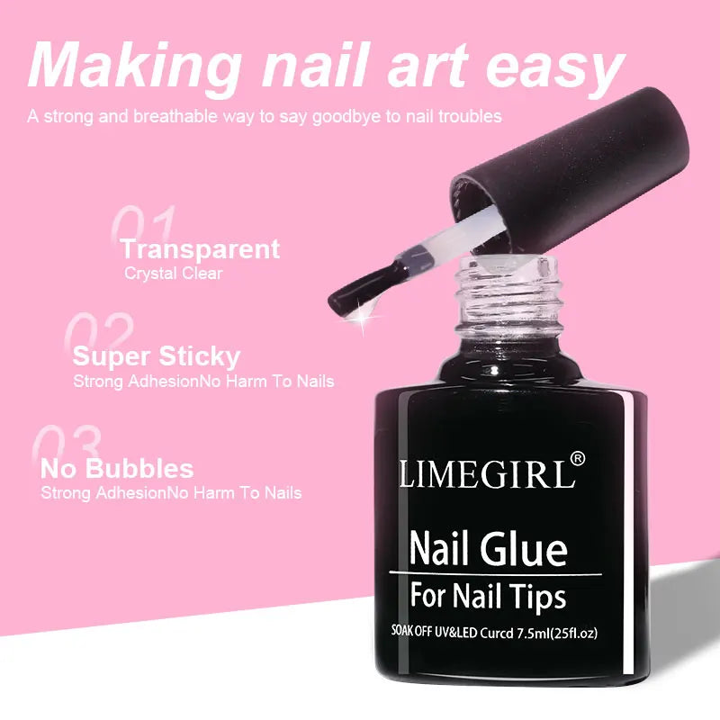 LIMEGIRL Nail Tips Glue Gel Uv False Polish Manicure Hybrid Gellac