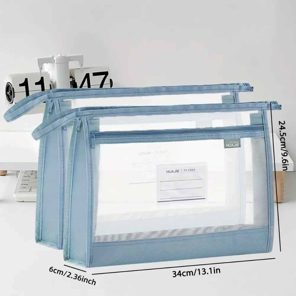 5-Pack A4 Mesh Storage Pouches – Double Zipper, Breathable