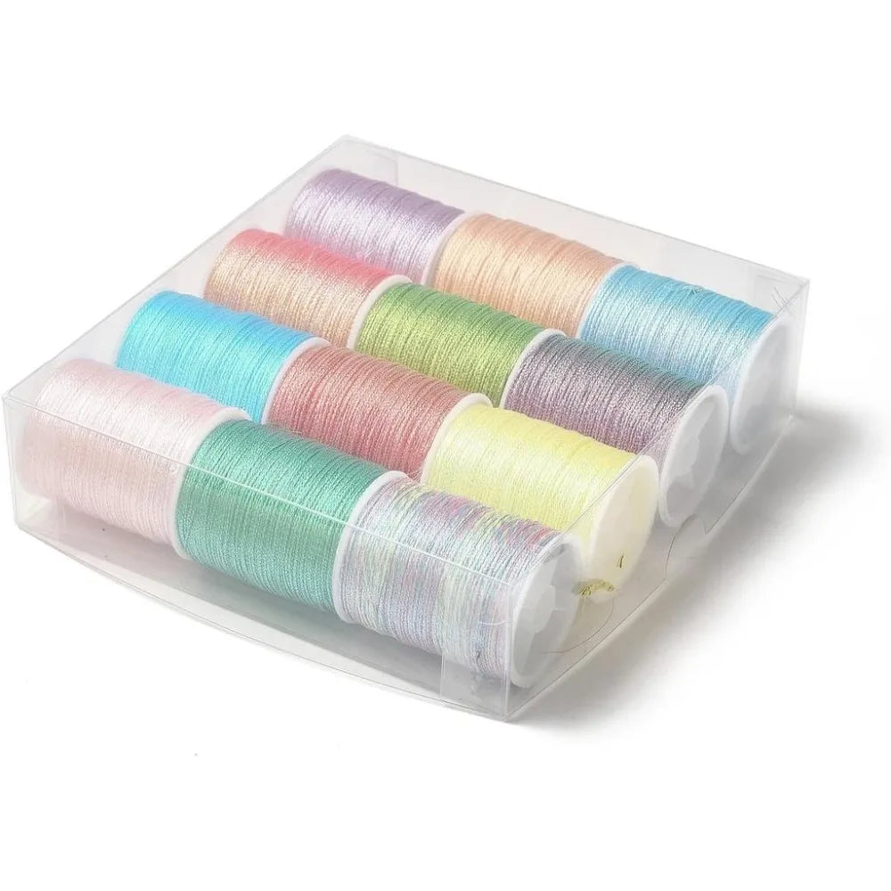 12-Color Metallic Polyester Thread Set – Kumihimo & Macramé Cord