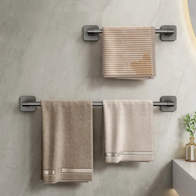 No-Drill Stainless Steel Towel Rack & Bathroom Shelf Organizer