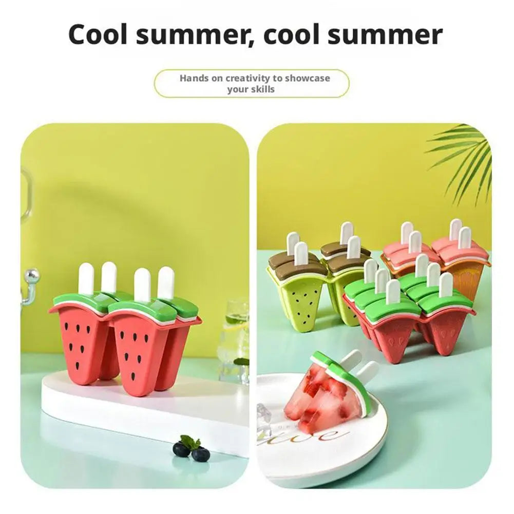 6-Grid Watermelon Silicone Popsicle Mold Tray with Sticks