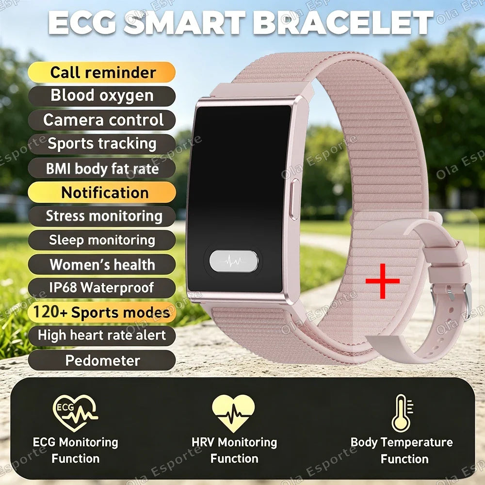ECG Smart Bracelet Heart Rate Sleep 5ATM Waterproof Fitness Watch
