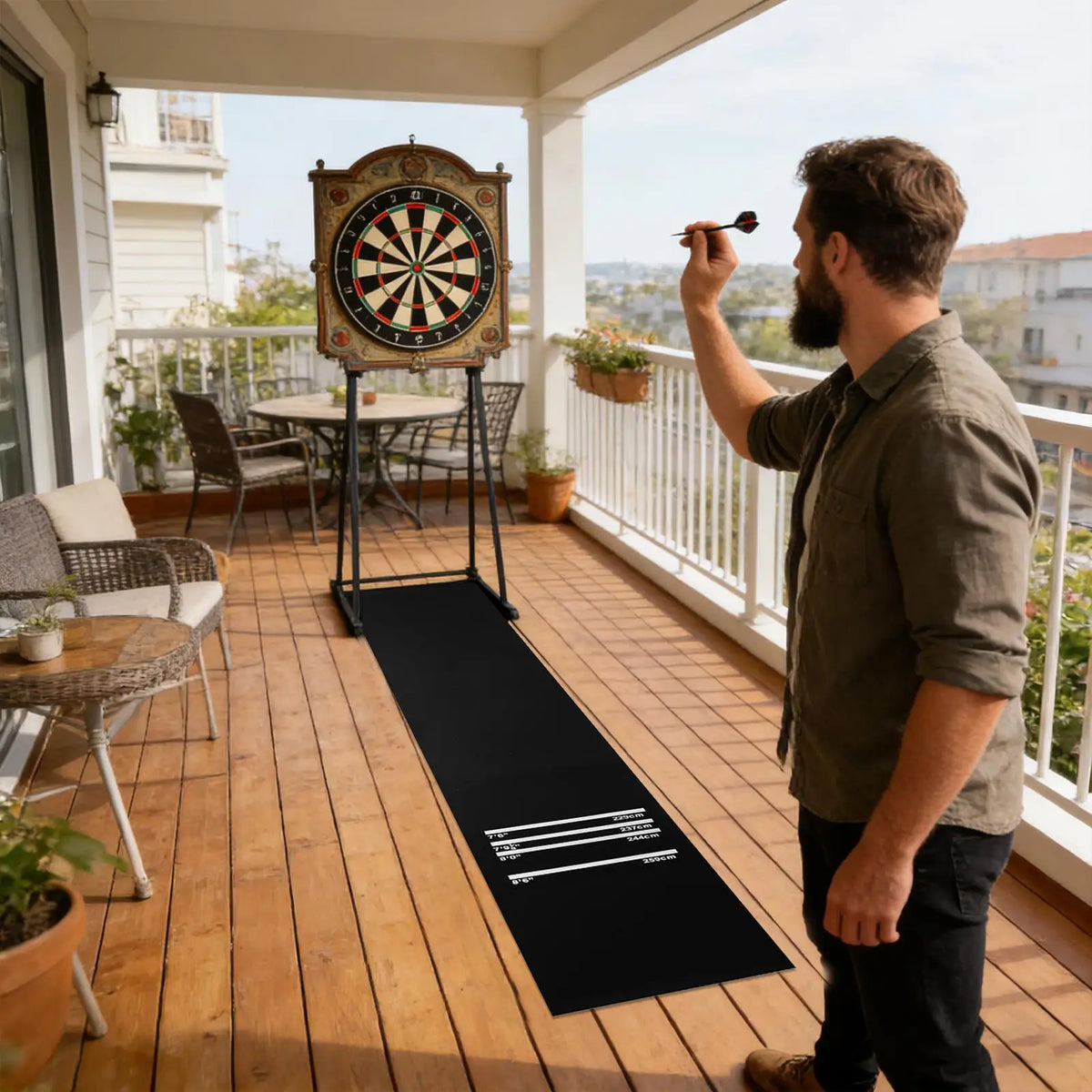 Darts Mat Non-Slip Floor Protector | 4 Throw Distances 300x34cm