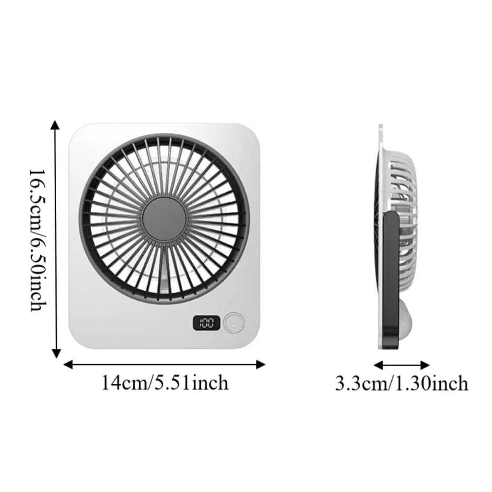 USB Rechargeable Foldable Desk Fan – 5-Speed LED Silent Fan