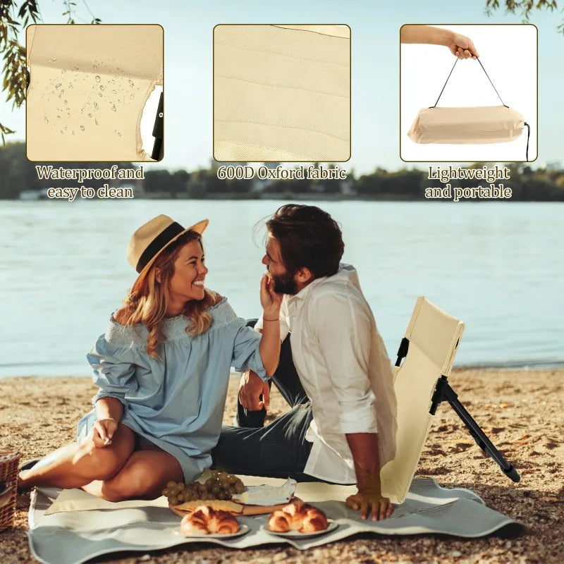 Foldable Camping Floor Chair – Oxford Cloth Backrest Picnic Chair