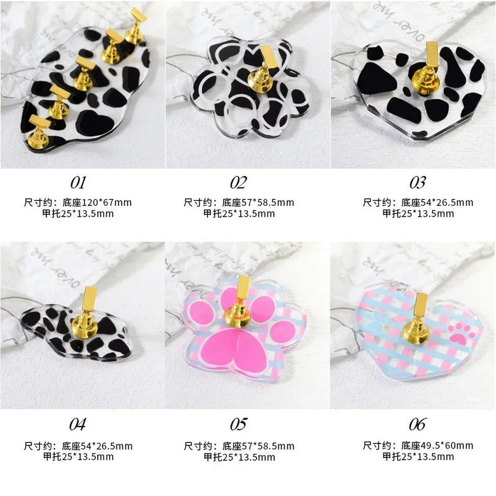 Cow Nail Art Practice Stand | Magnetic Tips & Gel Color Chart