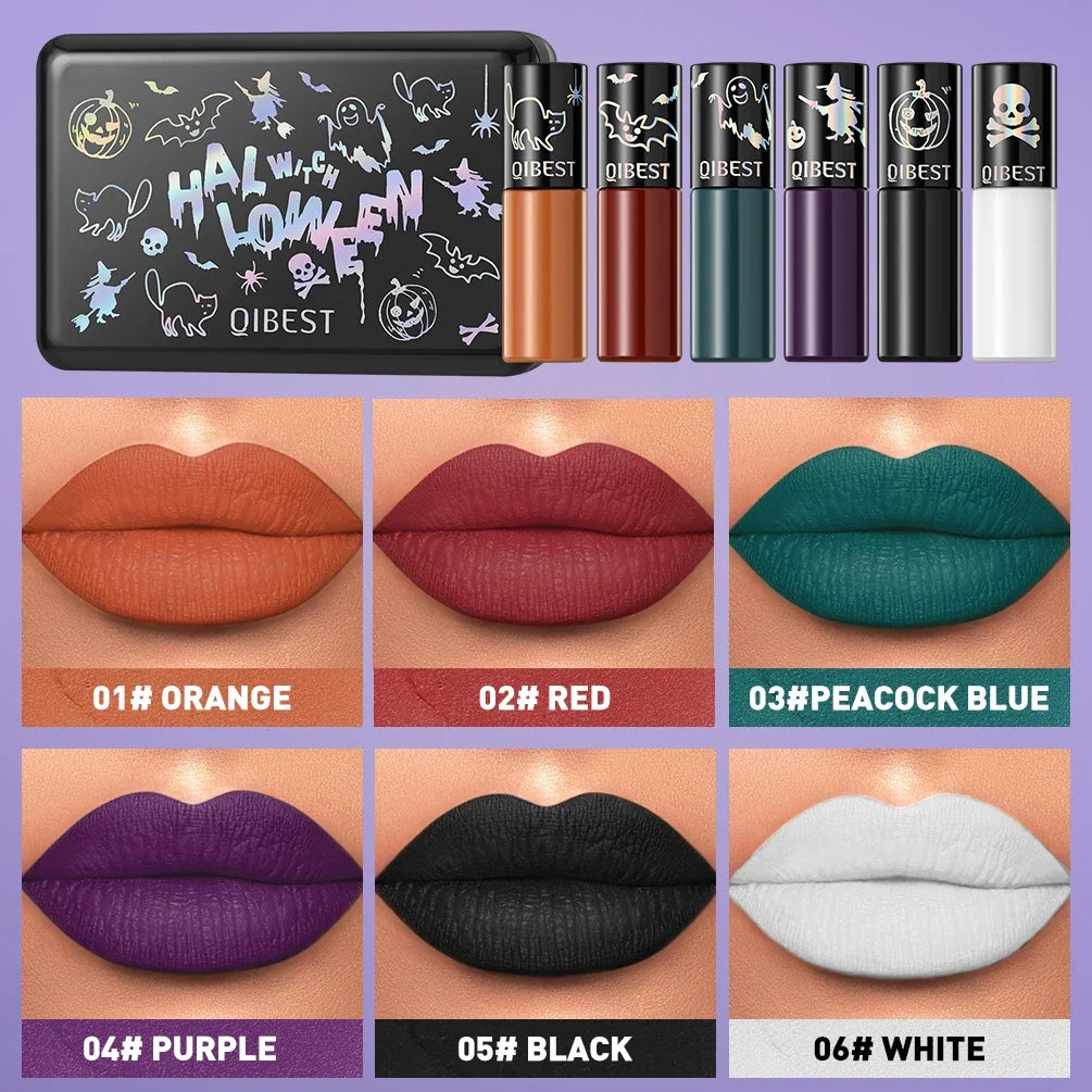 QiBest 6-Pc Matte Liquid Lipstick Set – Halloween Lip Makeup