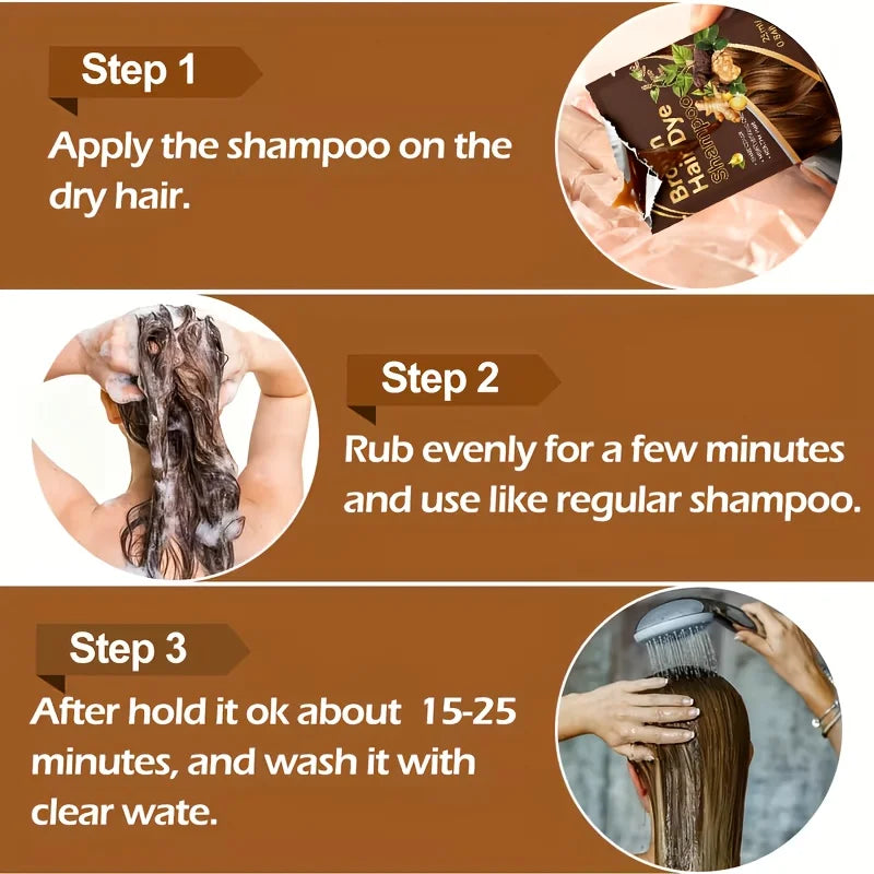 3-in-1 Instant Herbal Hair Color Shampoo – 10 Sachets