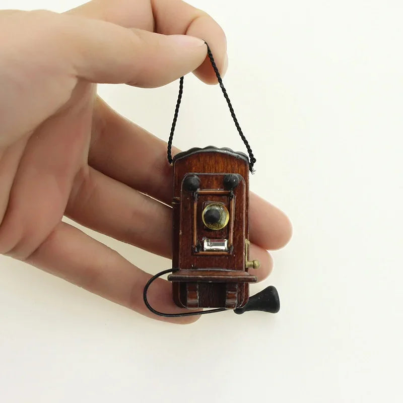 1:12 Miniature Antique Wall Mount Phone – Dollhouse Accessory