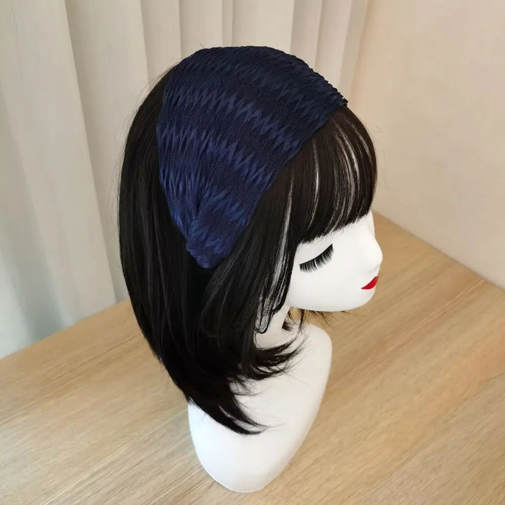 Korean Wide Chiffon Headband – Retro Toothed Hair Hoop for Women