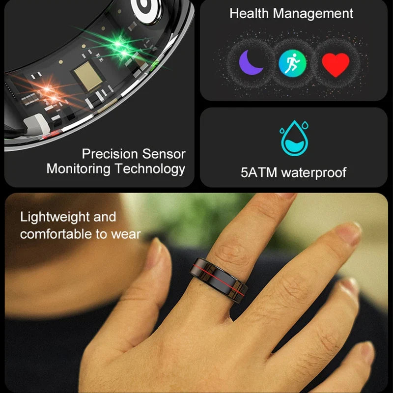 R04 Smart Ring Men Women Health Sleep Monitor 5ATM Waterproof Fitness