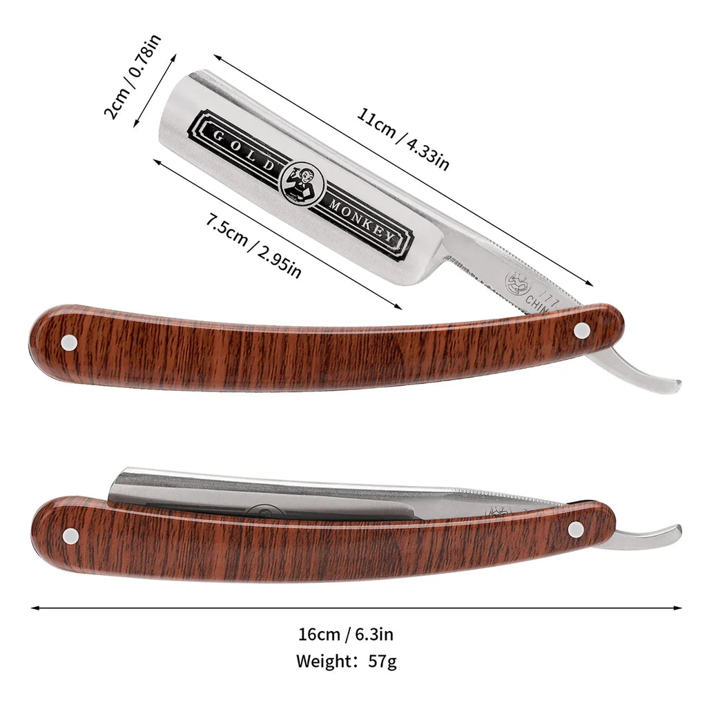 Vintage Folding Straight Razor | Wooden Handle Shaving Knife