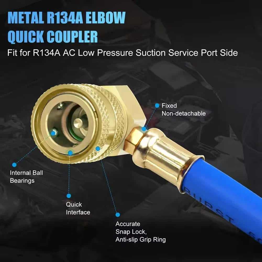 R134A Refrigerant Charge Hose Kit with Pressure Gauge
