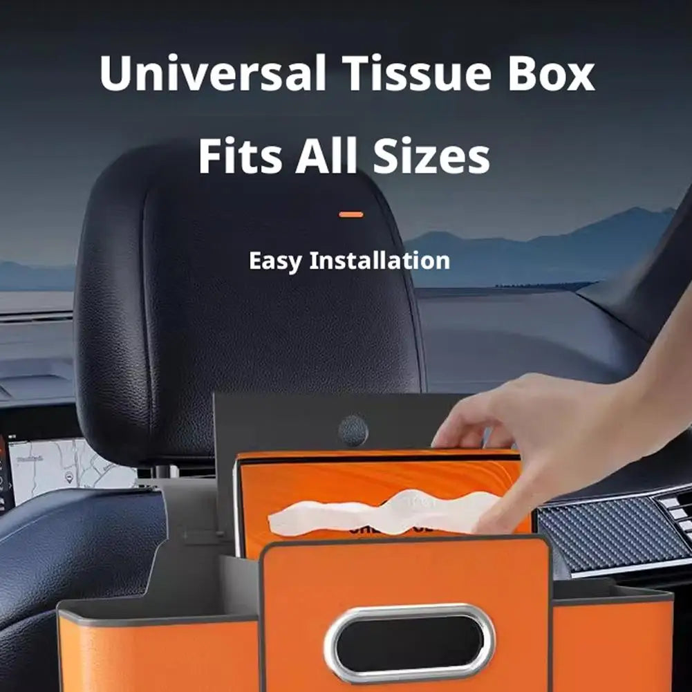 4-in-1 Car Backseat Organizer | Tissue Holder & Cup Stand