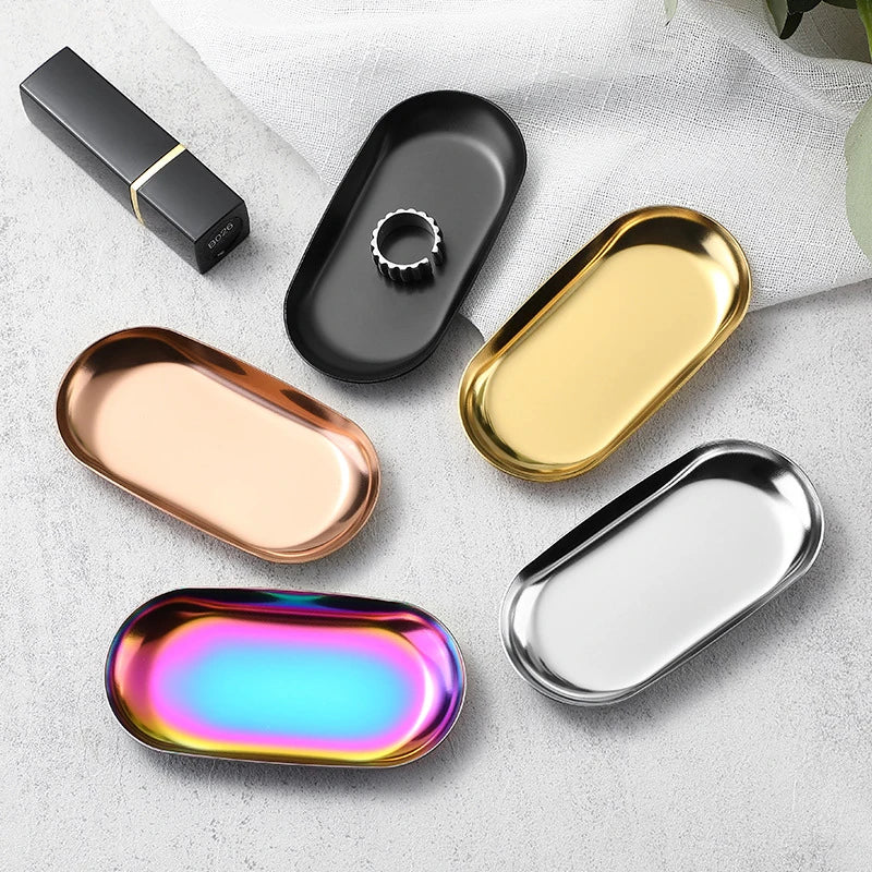 Stainless Steel Cosmetic Storage Tray False Nails Dish Tools Nail Art