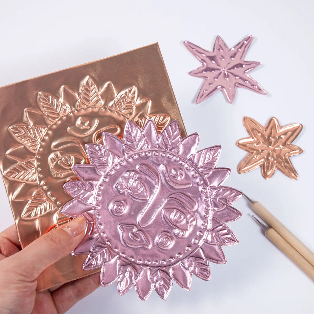 8-Piece Metal Embossing Foil Sheets Kit | Gold Silver Pink Rose Gold