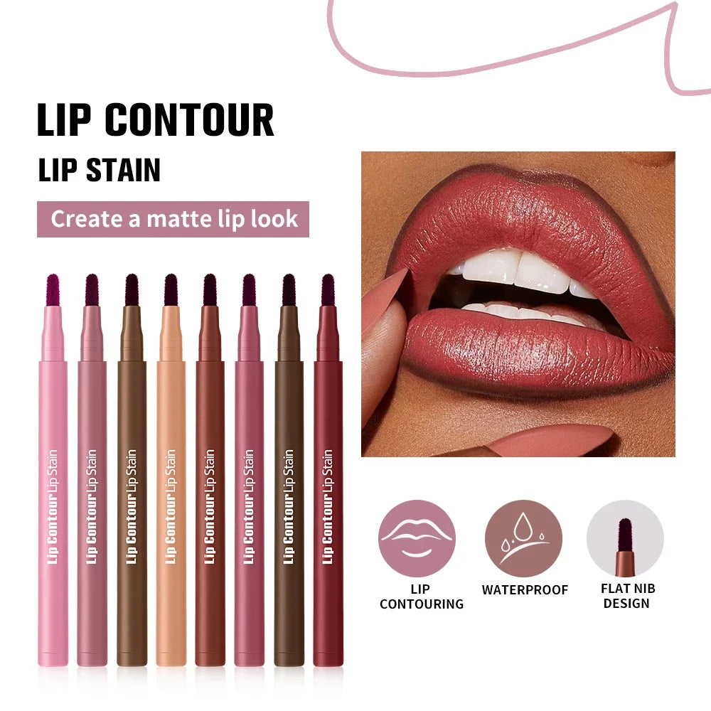 2-in-1 Waterproof Lip Stain & Liner Pen | 8 Colors, 12-Hour