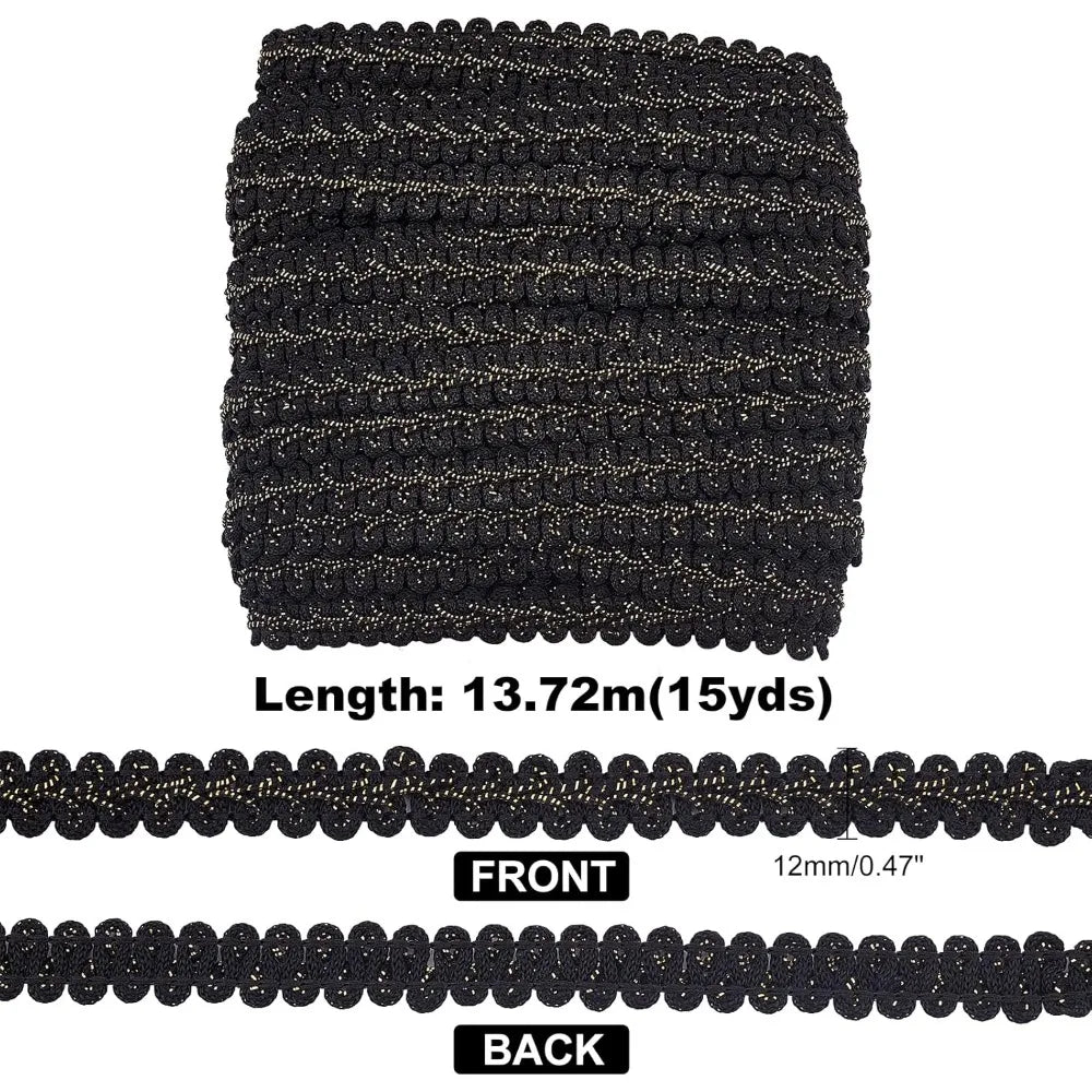 Metallic Black Herringbone Ribbon 12mm 15 Yards | DIY Crafts