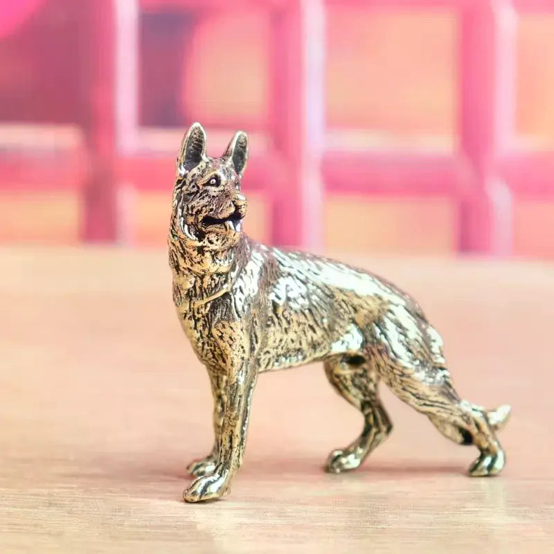 Vintage Copper Lucky Dog Miniature Figurines Desktop Small Brass