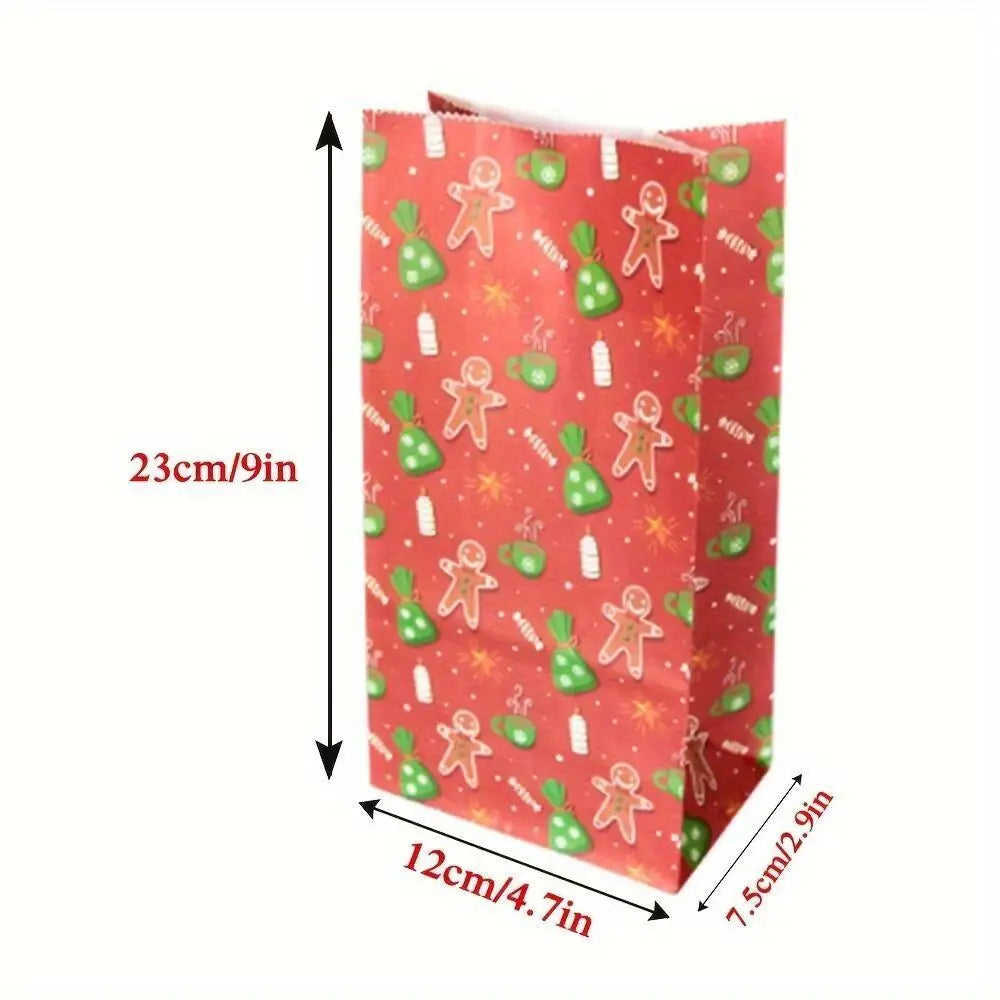24-Pack Christmas Paper Gift Bags – 6 Designs & Stickers