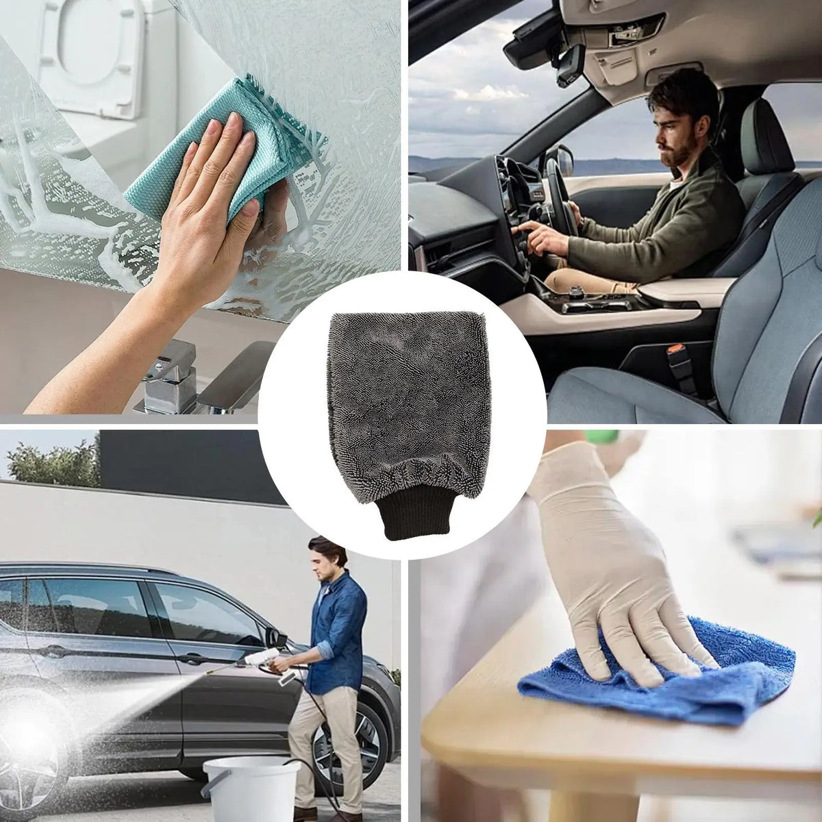 Microfiber Car Wash Mitt – Absorbent Glove for Auto, SUV & RV