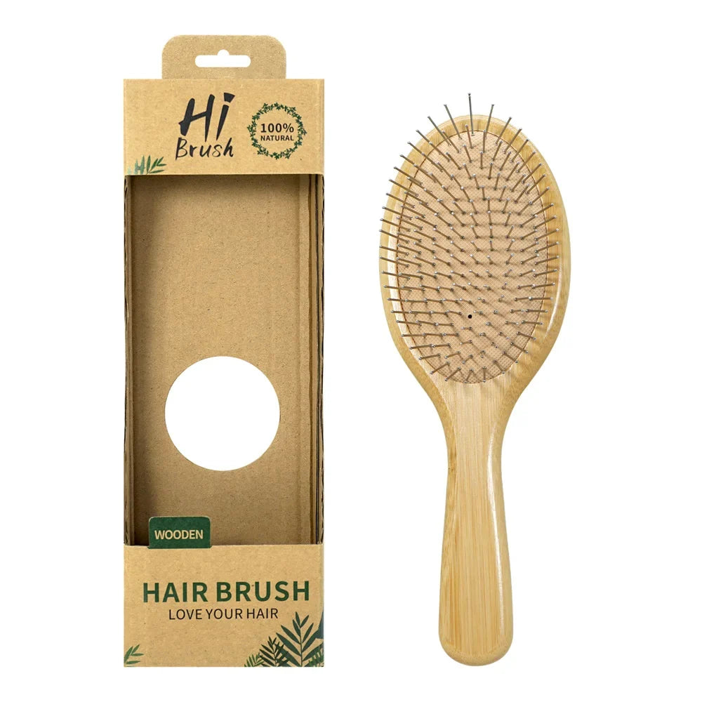 Bamboo Hair Brush – Steel Needle Detangling & Scalp Massage