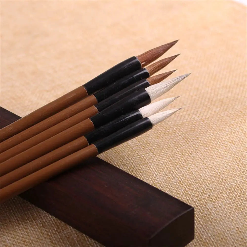 6-Piece Chinese Calligraphy Brush Set – Wolf & Sheep Hair Bamboo