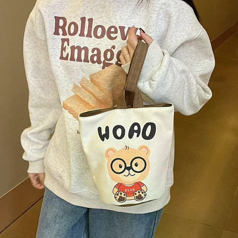 JETTING Canvas Bucket Bag – Cute Women's Casual Handbag