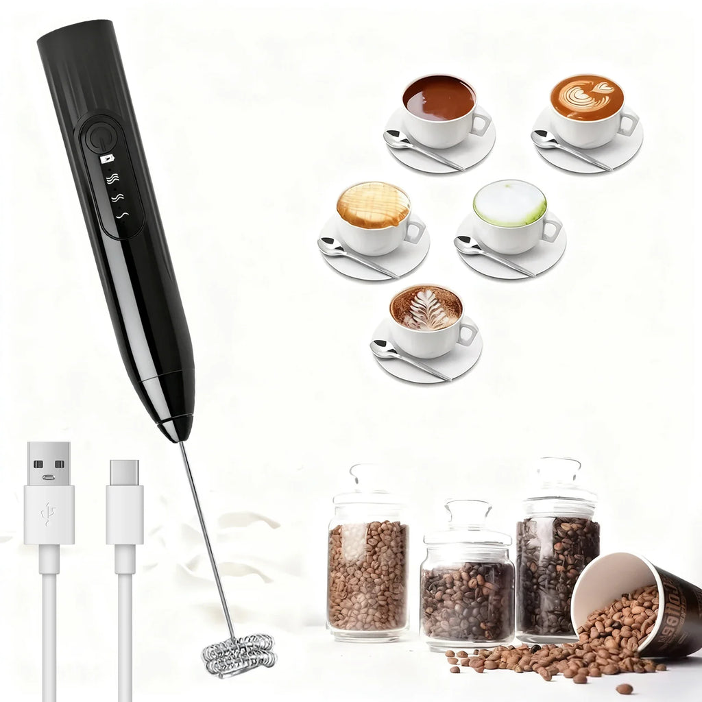 2-in-1 Rechargeable Handheld Milk Frother Wand & Drink Mixer
